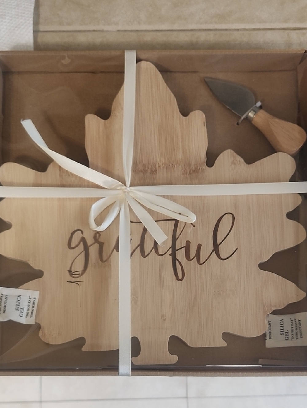 Source Unknown Bamboo Leaf Cheese Board Set with Knife - Natural & White